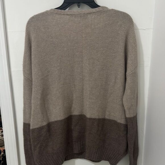 360 Sweater Wool and Cashmere Brown and Tan Crew Neck Sweater Size M - Picture 2 of 8